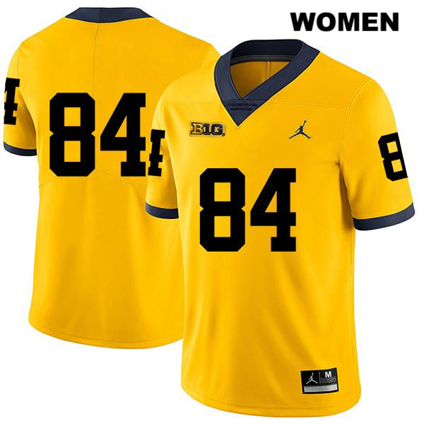 Women's NCAA Michigan Wolverines Sean McKeon #84 No Name Yellow Jordan Brand Authentic Stitched Legend Football College Jersey SB25X82UK